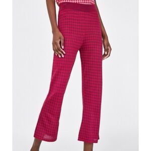Zara houndstooth cropped flare pant